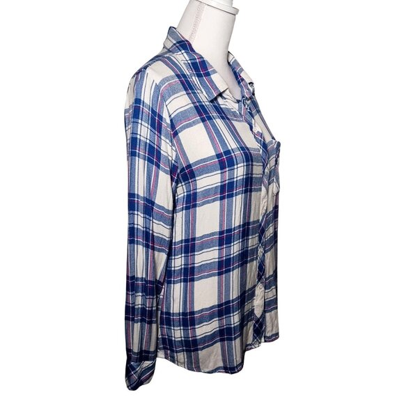Rails Hunter Plaid Button-up Shirt Women's M Long-sleeve‎ White/Blue/Raspberry - Picture 5 of 12